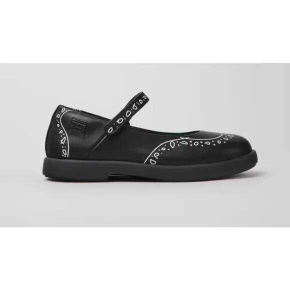 Camper TWINS Mary Jane Girls Black Leather Ortholite Shoes Girls Size K 3 EU 35