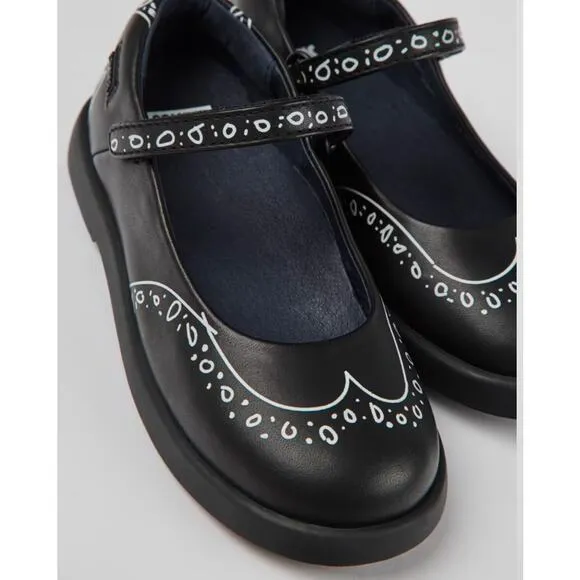 Camper TWINS Mary Jane Girls Black Leather Ortholite Shoes Girls Size K 3 EU 35