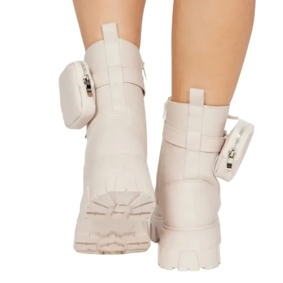 Cape Robbin Women's Beige Monalisa  Combat Boots Chunky‎ Platform Size 9