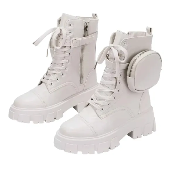 Cape Robbin Women's Beige Monalisa  Combat Boots Chunky‎ Platform Size 9