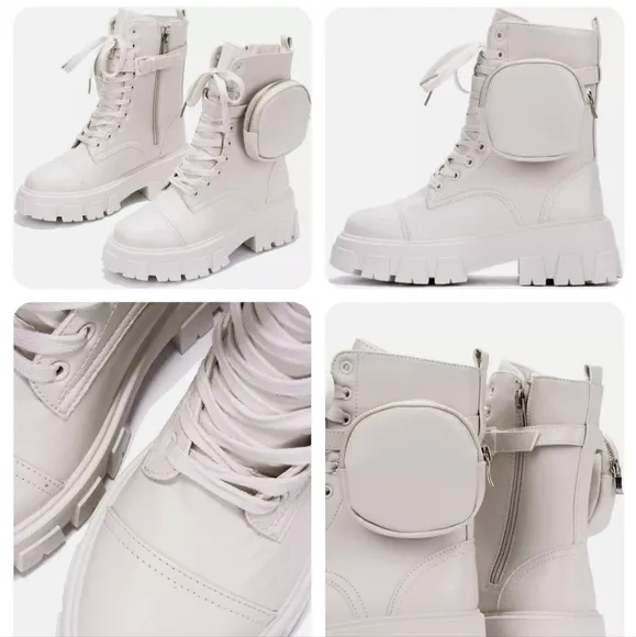 Cape Robbin Women's Beige Monalisa  Combat Boots Chunky‎ Platform Size 9