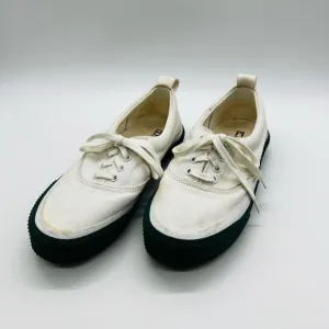 Celine Paris Classic White Canvas Sneakers with Hunter Green soles size 8
