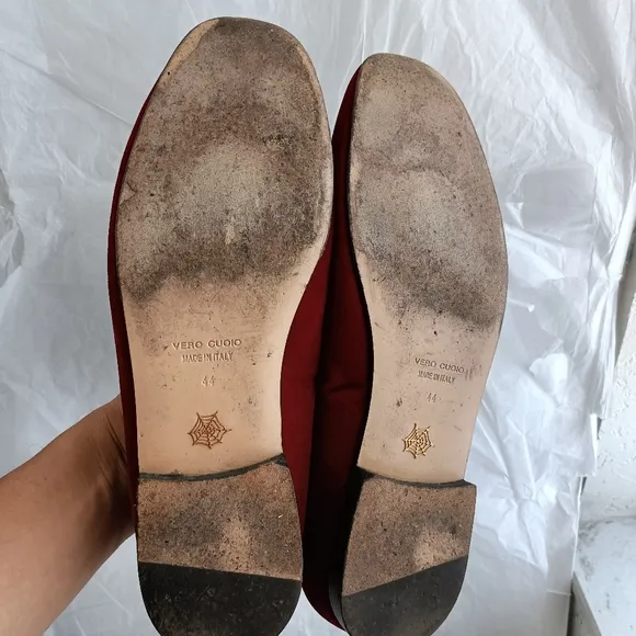 Charlotte Olympia  Cat red velvet slipper 44