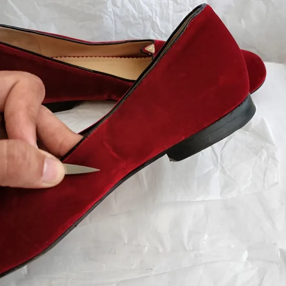 Charlotte Olympia  Cat red velvet slipper 44