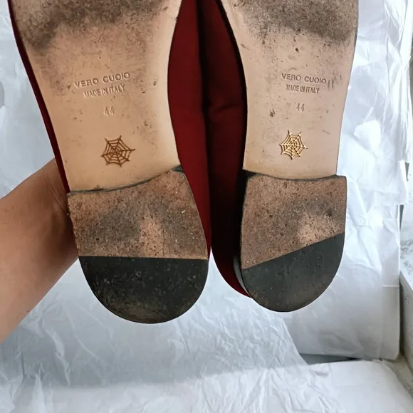 Charlotte Olympia  Cat red velvet slipper 44