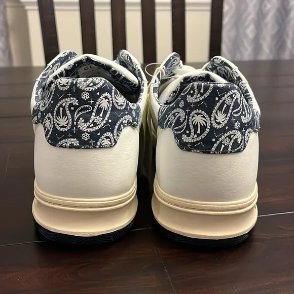 Clae Los Angeles Malone Lite Leather shoes sneakers white paisley Mens Size 10.5