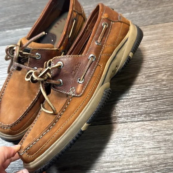 Clarks brown leather casual shoes men’s size 9 (b35)