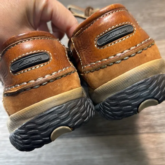 Clarks brown leather casual shoes men’s size 9 (b35)