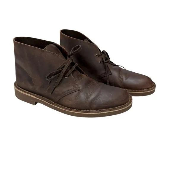 Clarks Bushacre 2  Sz 10 Chukka Desert Boots Brown Leather Shoes 15522