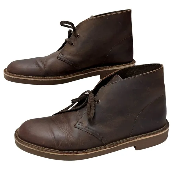 Clarks Bushacre 2  Sz 10 Chukka Desert Boots Brown Leather Shoes 15522