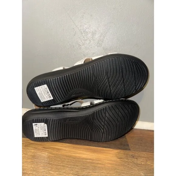 Clarks Collection Leather White Sandals - Laurieann Rena Size 9.5