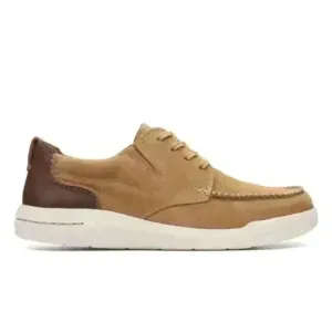 Clarks Mens Driftway Low Beige Leather Sneaker Moccasin Shoes Size 9.5