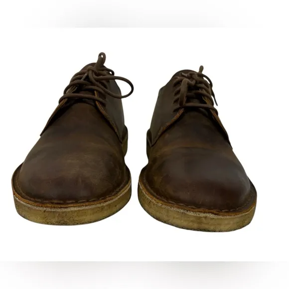 Clarks Original Desert London Lace Up Shoes Brown Leather Size US 10 Distressed