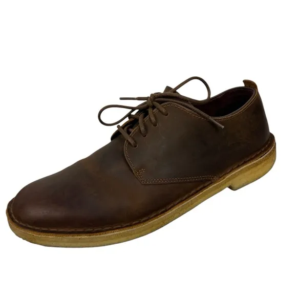 Clarks Original Desert London Lace Up Shoes Brown Leather Size US 10 Distressed