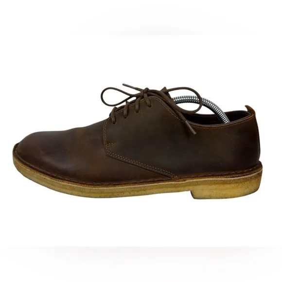 Clarks Original Desert London Lace Up Shoes Brown Leather Size US 10 Distressed