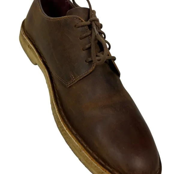 Clarks Original Desert London Lace Up Shoes Brown Leather Size US 10 Distressed