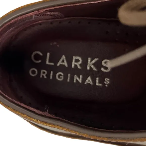 Clarks Original Desert London Lace Up Shoes Brown Leather Size US 10 Distressed