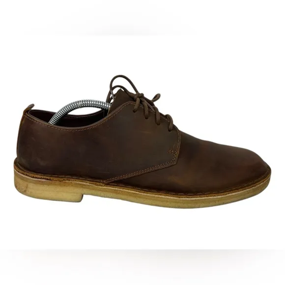 Clarks Original Desert London Lace Up Shoes Brown Leather Size US 10 Distressed