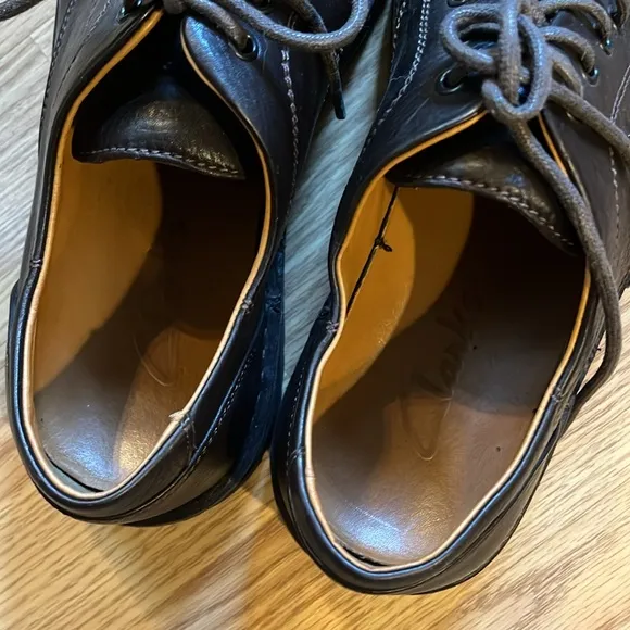 CLARKS PEBBLED LEATHER LACE UP DRESS CASUAL SHOES DARK BROWN SIZE 10W