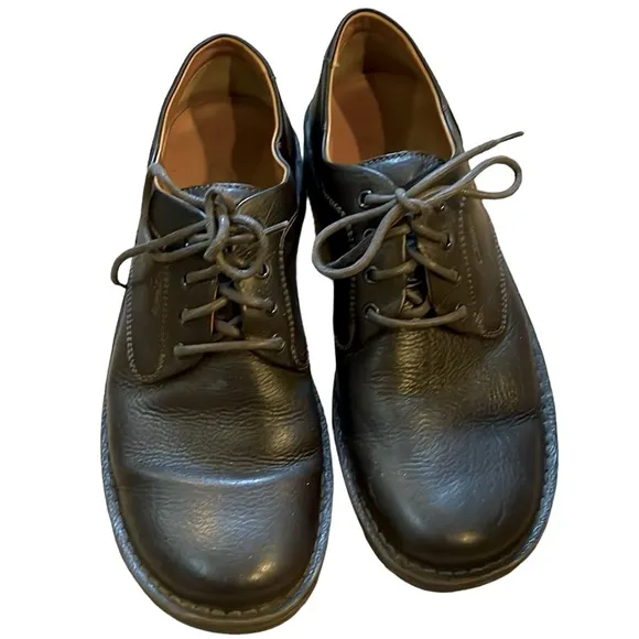 CLARKS PEBBLED LEATHER LACE UP DRESS CASUAL SHOES DARK BROWN SIZE 10W