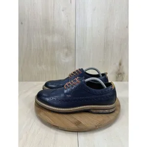 Clarks Pitney Limit Blue Brogue Brown Leather Wingtip Shoes Mens Size 8.5