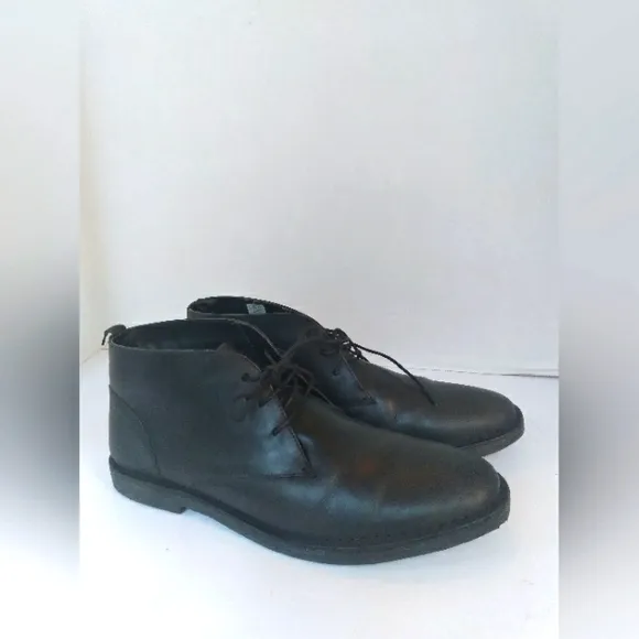 Classic‎ Black Leather Chukka Boots Casual Dress Shoes Minimalist Desert Boots