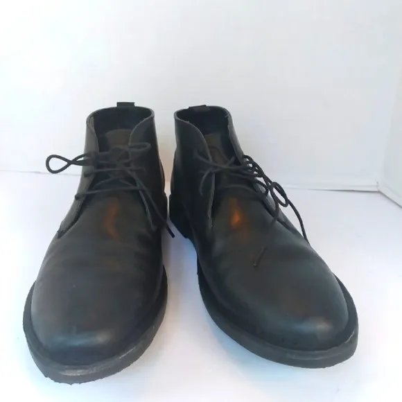 Classic‎ Black Leather Chukka Boots Casual Dress Shoes Minimalist Desert Boots