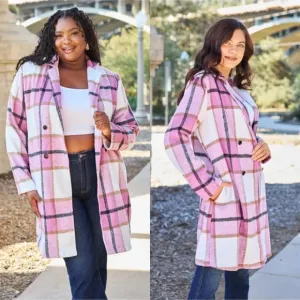 Classic Checkmate Lapel Coat - Pink