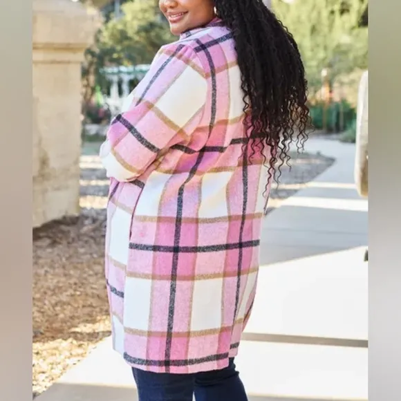Classic Checkmate Lapel Coat - Pink