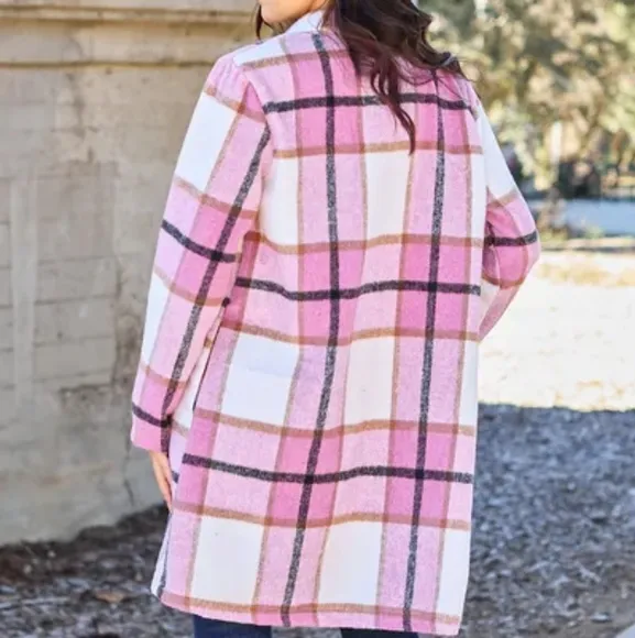 Classic Checkmate Lapel Coat - Pink