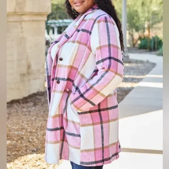 Classic Checkmate Lapel Coat - Pink
