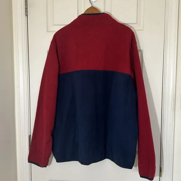 CLEARANCE🔥 NWT Lands’ End Men’s Red &amp; Navy Long Sleeves Fleece Jacket Size XXL