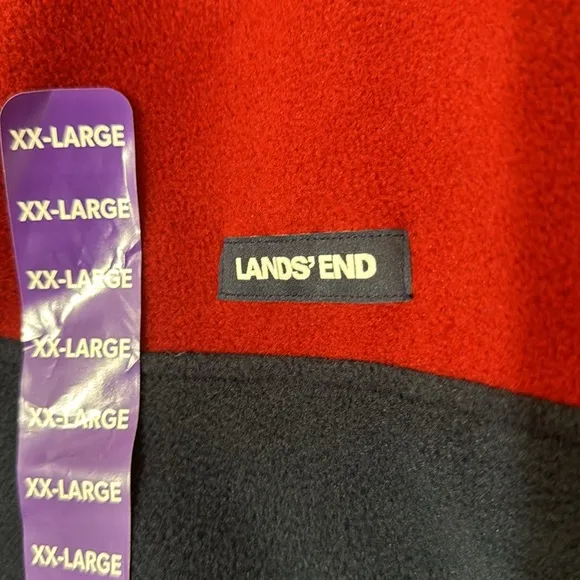 CLEARANCE🔥 NWT Lands’ End Men’s Red &amp; Navy Long Sleeves Fleece Jacket Size XXL