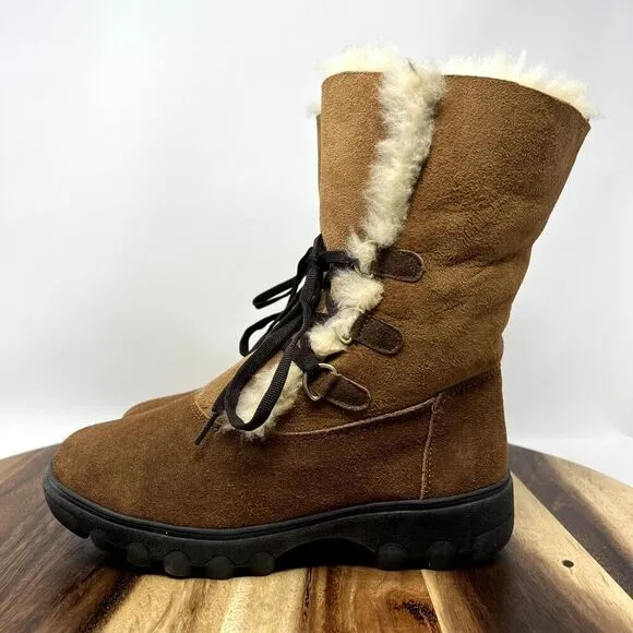 Cloud Nine Sheepskin Women's 7 Brown Rosalita Sheepskin Lined Warm Boots