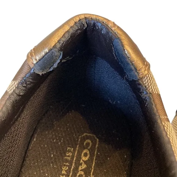COACH Authentic &quot;Jenney&quot; Brown and Gold Sneakers with Velcro Closure