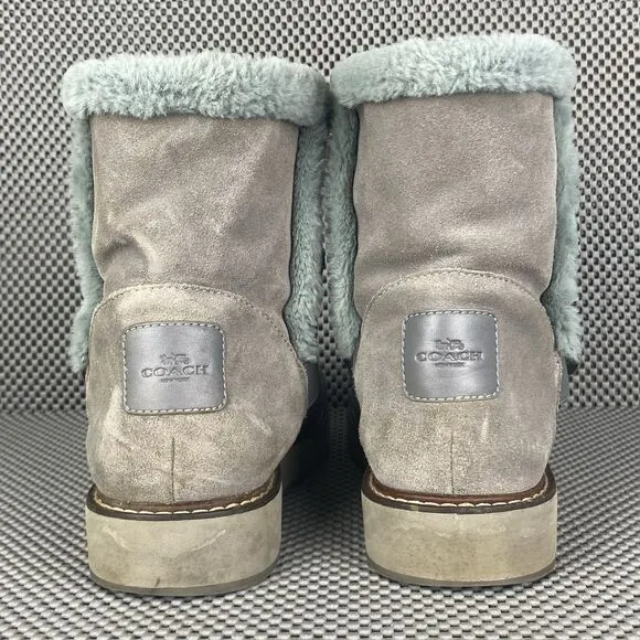 Coach Boots  Womens Size 9.5 B Gray Logo Warm Shearling Lined Winter Casual