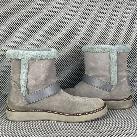 Coach Boots  Womens Size 9.5 B Gray Logo Warm Shearling Lined Winter Casual