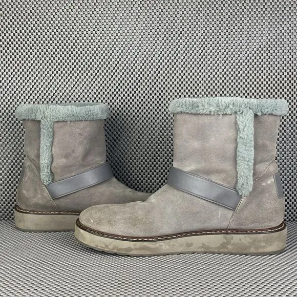 Coach Boots  Womens Size 9.5 B Gray Logo Warm Shearling Lined Winter Casual