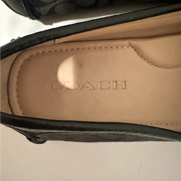 Coach Marley Driver Leather and Canvas Black Gray Size 8.5 Driving Loafer