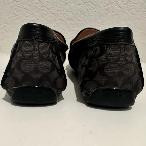 Coach Marley Driver Leather and Canvas Black Gray Size 8.5 Driving Loafer