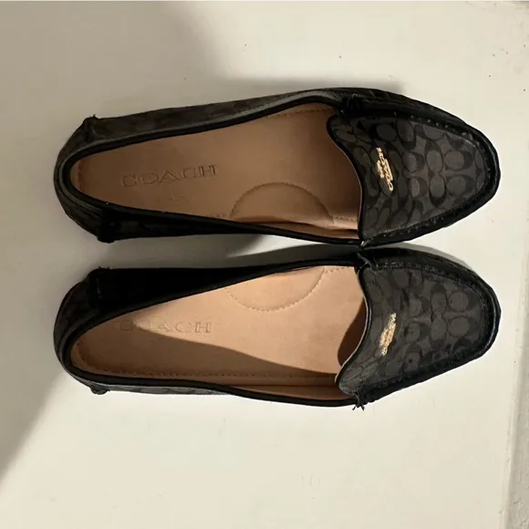 Coach Marley Driver Leather and Canvas Black Gray Size 8.5 Driving Loafer