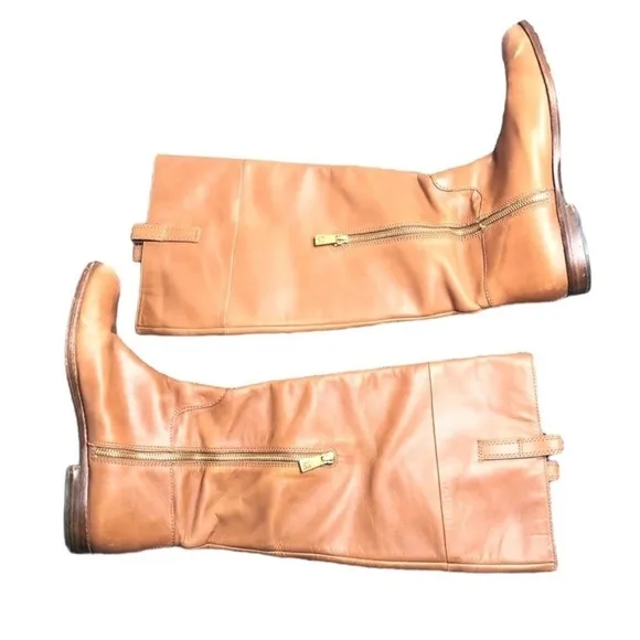 COACH Martta Tall Tan Leather Riding Boots in Cinnamon Size 7.5
