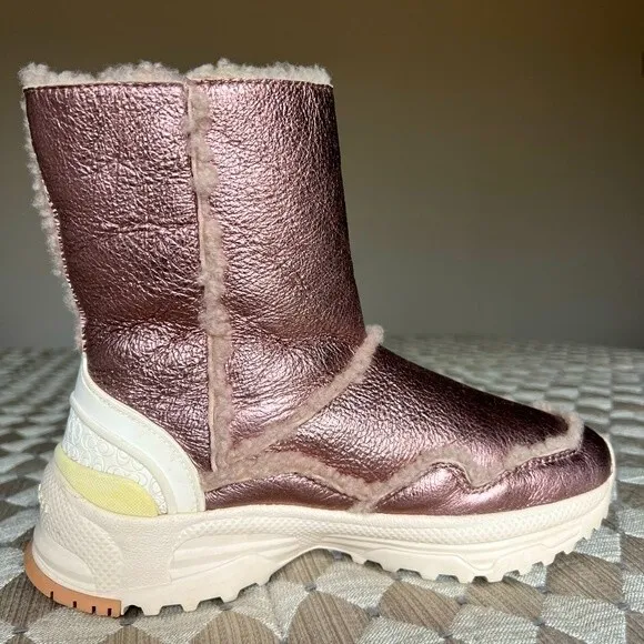 Coach Portia Metallic Pink Winter Boots w/ White Soles Women’s Size 5