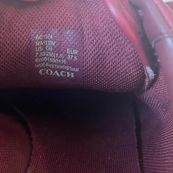 COACH RAYLEN SUEDE SNEAKERS SHOES Gunmetal Cerise‎ Burgundy Leather Logo
