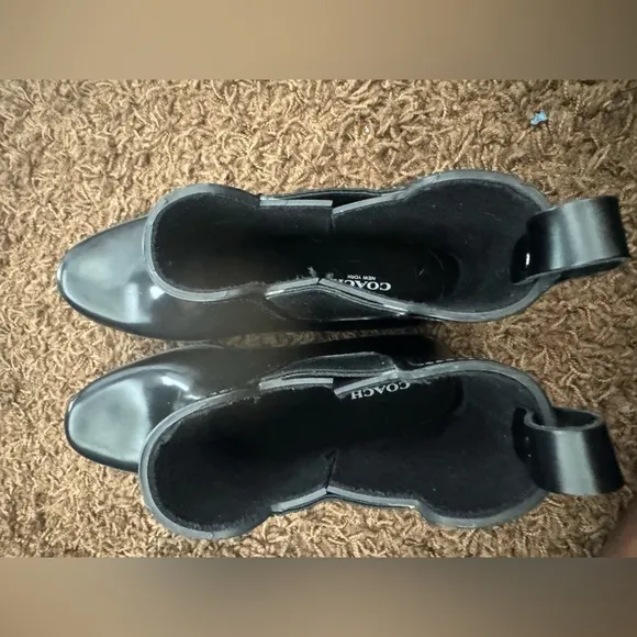 COACH TYLER SHINY RUBBER RAIN BOOTIE SZ 10