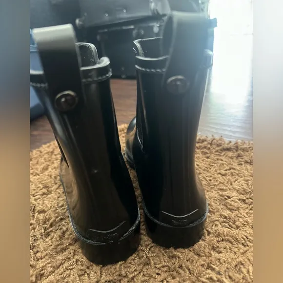 COACH TYLER SHINY RUBBER RAIN BOOTIE SZ 10