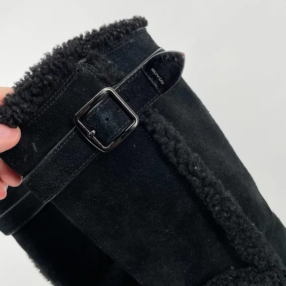 Coach Women's 6 BELMONT Suede Leather Cold Weather Winter Black tall Boots Shoes