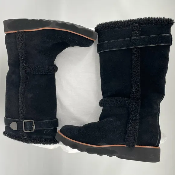 Coach Women's 6 BELMONT Suede Leather Cold Weather Winter Black tall Boots Shoes