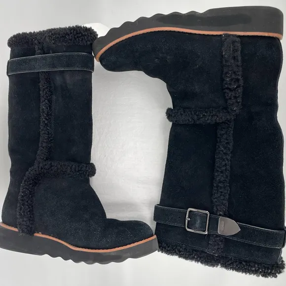 Coach Women's 6 BELMONT Suede Leather Cold Weather Winter Black tall Boots Shoes
