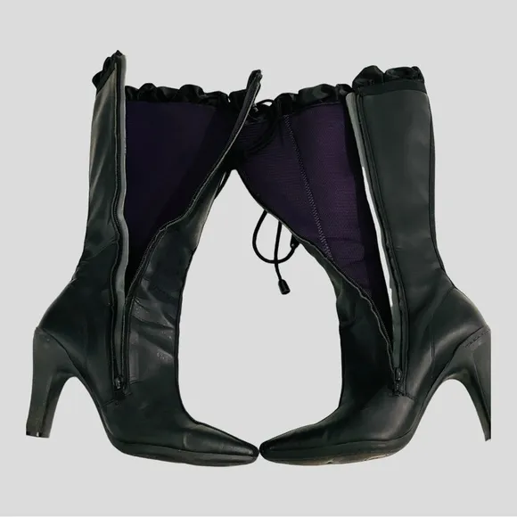 COLE HAAN G SERIES TALL Ruffle Black Rain-boots Size 8.5B
